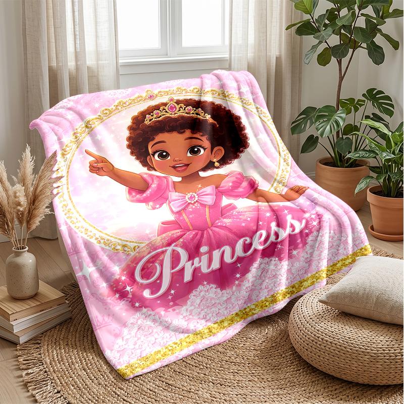 Princess in Pink Ball Gown with Wand Theme blanket Lightweight Warm Flannel Blanket Decorative Throw Blanket for Home Decoration