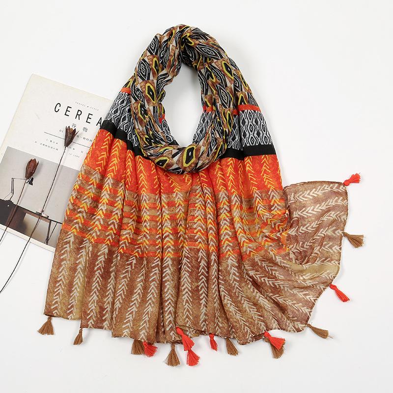 Korean Version of Xiaoxiang Style Cotton and Linen Hand-definition Fringe Scarf for Women  Fashionable  Casual Versatile and Warm Scarf Shawl