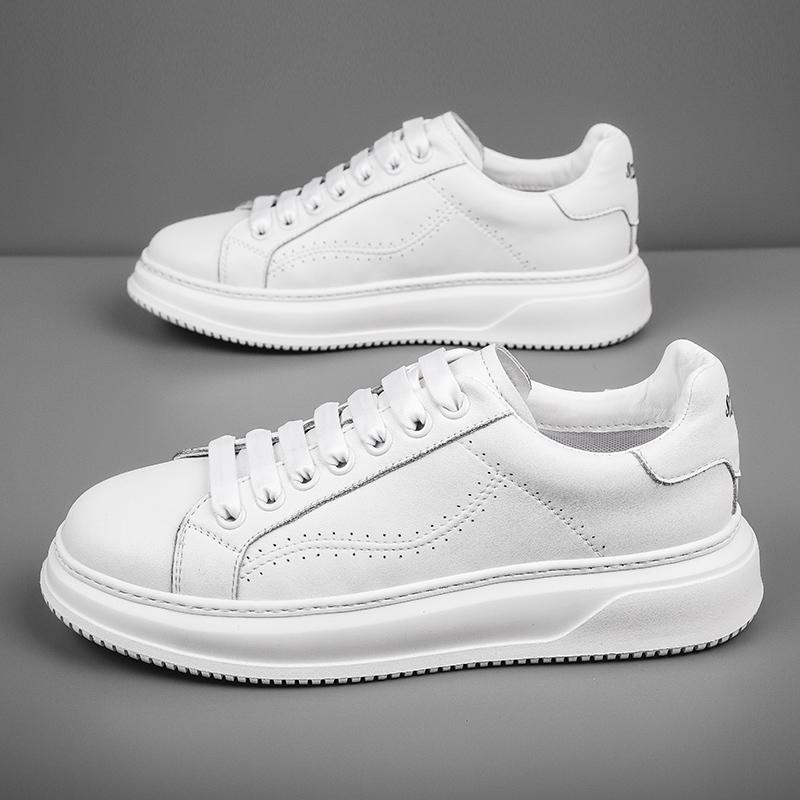 Мода Высокое качество толстая подошва мужские черно-белые кеды Повседневная спортивная обувь Молодежные трендовые кроссовки взрослые кожаные туфли Новые