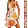 Women's Casual V Neck Floral Print Dress With Pockets Beach Dress