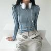 Корейские модные футболки в рубчик, сексуальные тонкие футболки с длинным рукавом, шикарная уличная одежда, дизайнерская одежда Kpop, однотонные узкие топы Y2k