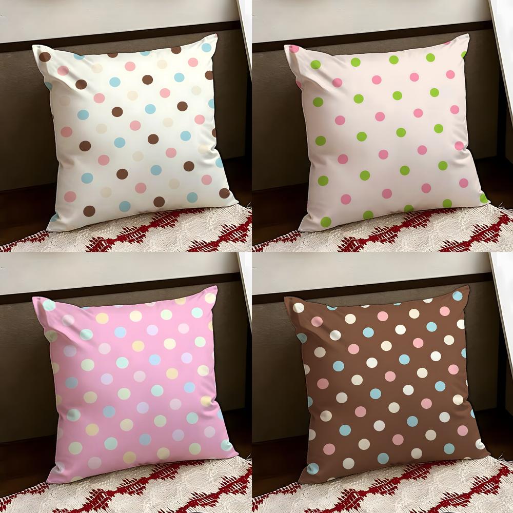 Sunny American Retro Polka Dot Cushion Cover Reversible Soft Durable Pillow Cover Home Car MultiScene Use for Daily Comfort