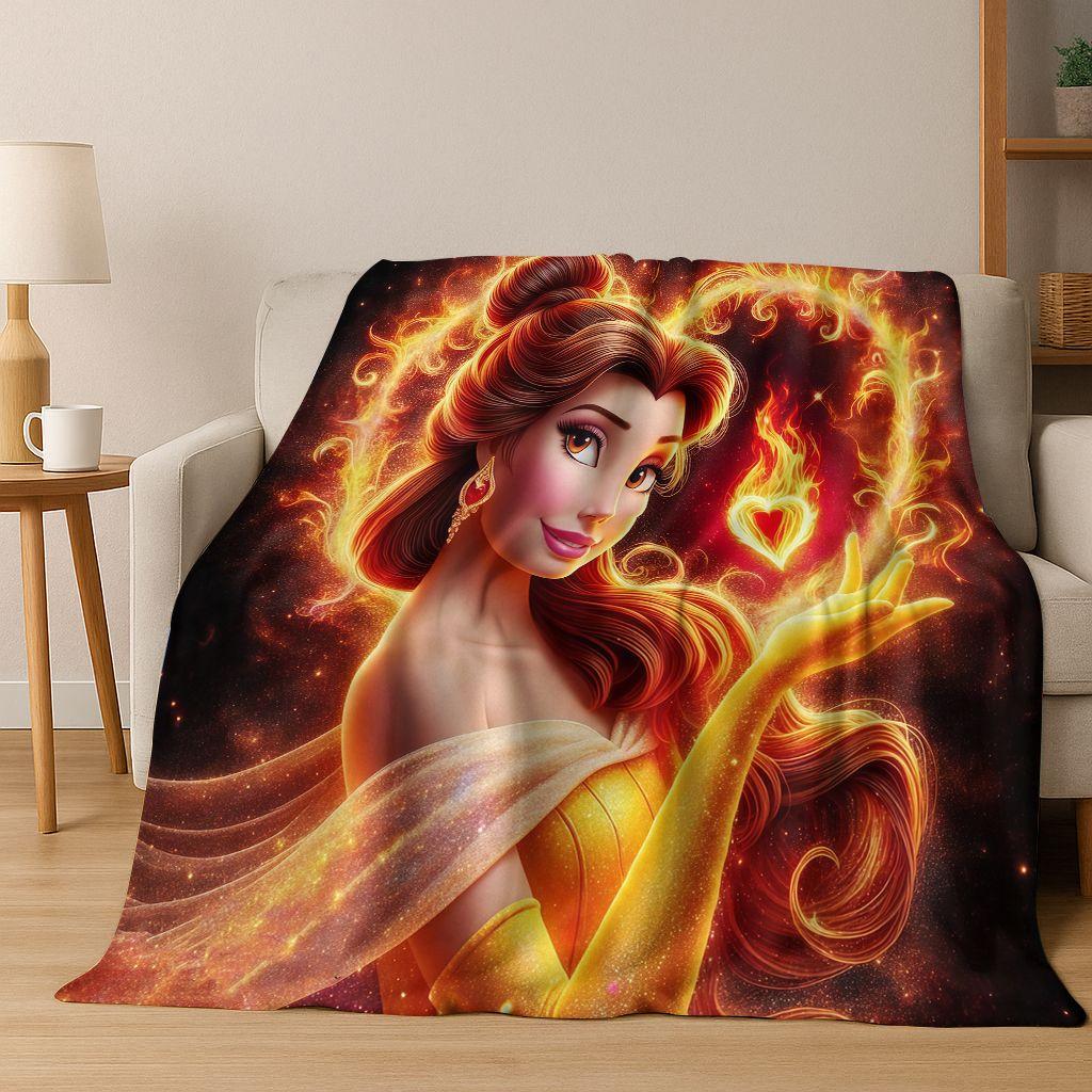 3D Beauty and The Beast Lovely Cartoon Flannel Blanket,Warm and Cozy Soft Throw Blanket for Home Bedroom Bed Sofa Cover Gift Kid