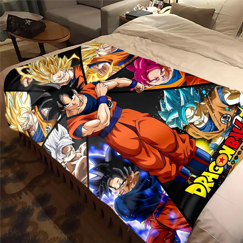 1 шт. Фланелевое одеяло с принтом Dragon Ball Super, Высокое качество, Для всех сезонов, Декор для дома, Тепло и уют, Идеально для рождественских подарков