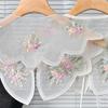 Elegant Organza Colorful Floral Embroidered Beaded Faux Collar for Fashionable Women Detachable Collar Shawl Capelet
