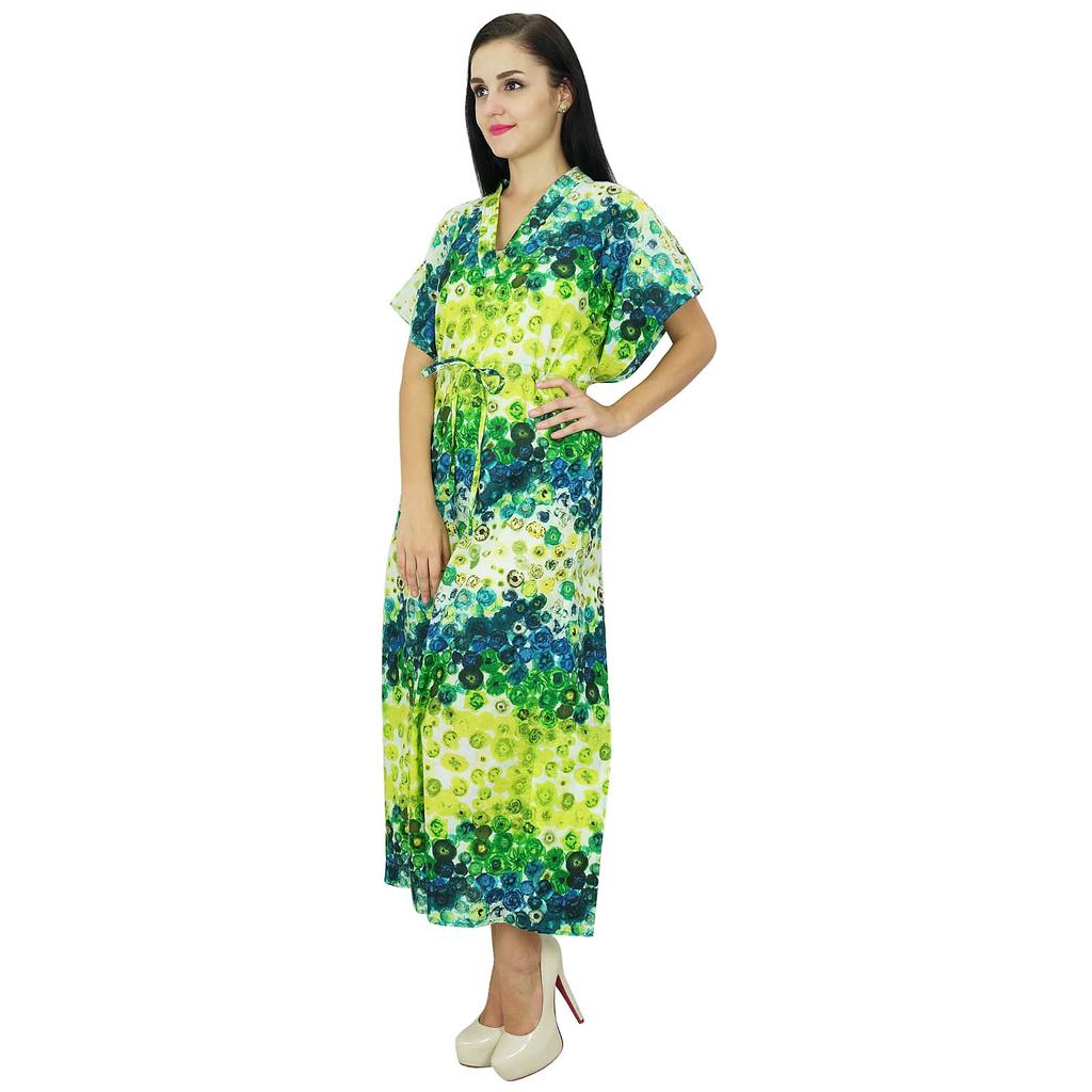 Bimba Женский длинный хлопковый кафтан в стиле бохо, ночная рубашка, платье макси кафтан