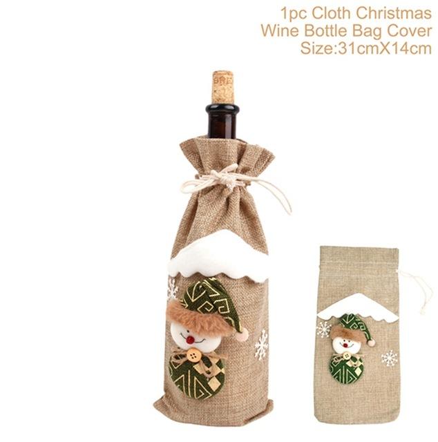 New Year Wine Bottle Cover Merry Christmas Decor For Home Christmas Table Decor Gift