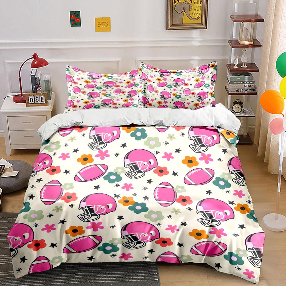 "Football Themed Decor Set" Soft Skin-Friendly Bedding Set Includes 1 Duvet Cover And 2 Pillowcase, Gift