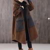 Fashion Long Corduroy Jacket Pocket Hooded Padded Women Autumn Winter Parkas Casual Coat