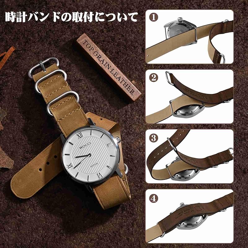[WOCCI] ремень для часов из натуральной кожи Zulu 22 мм сменный ремешок для часов винтажные кожаные ремешки для часов песочного цвета