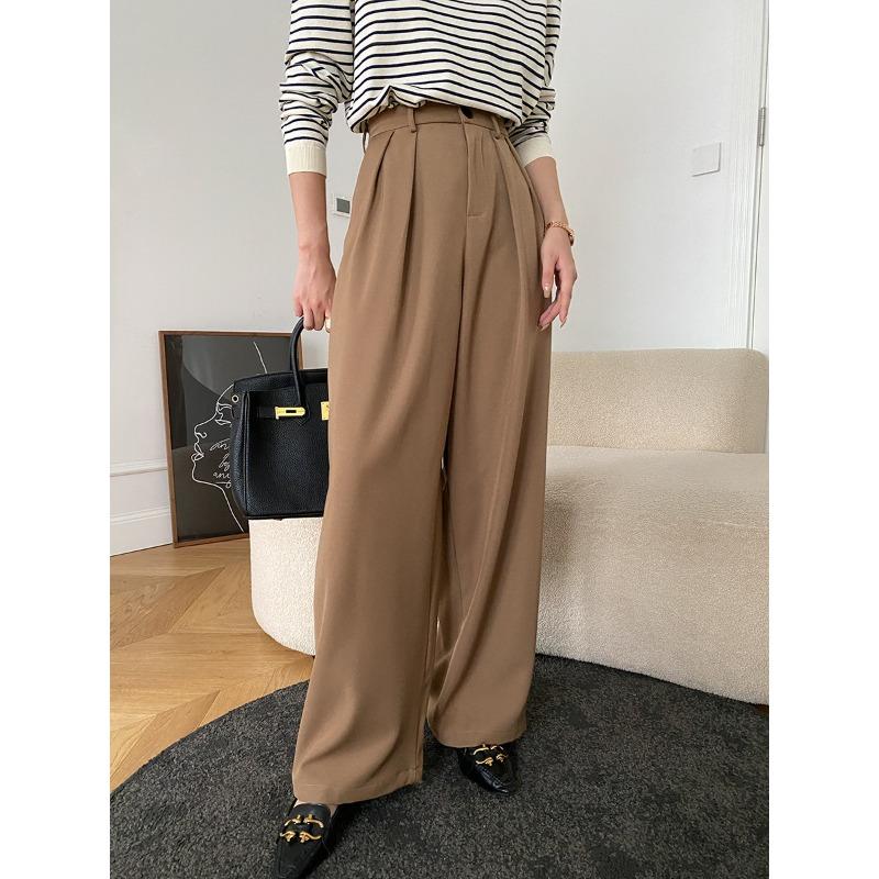 Широкие костюмные брюки премиум-класса с драпировкой ранней весны