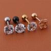 Medical Titanium Steel Coarse Needle Zircon Earrings for Girls Men Rhinestone Studded Earrings Ear Bone Nails