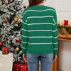 BITCED Knitted Base Layer Loose-Fit Sequined Embroidered Santa Claus Festive Striped Pullover
