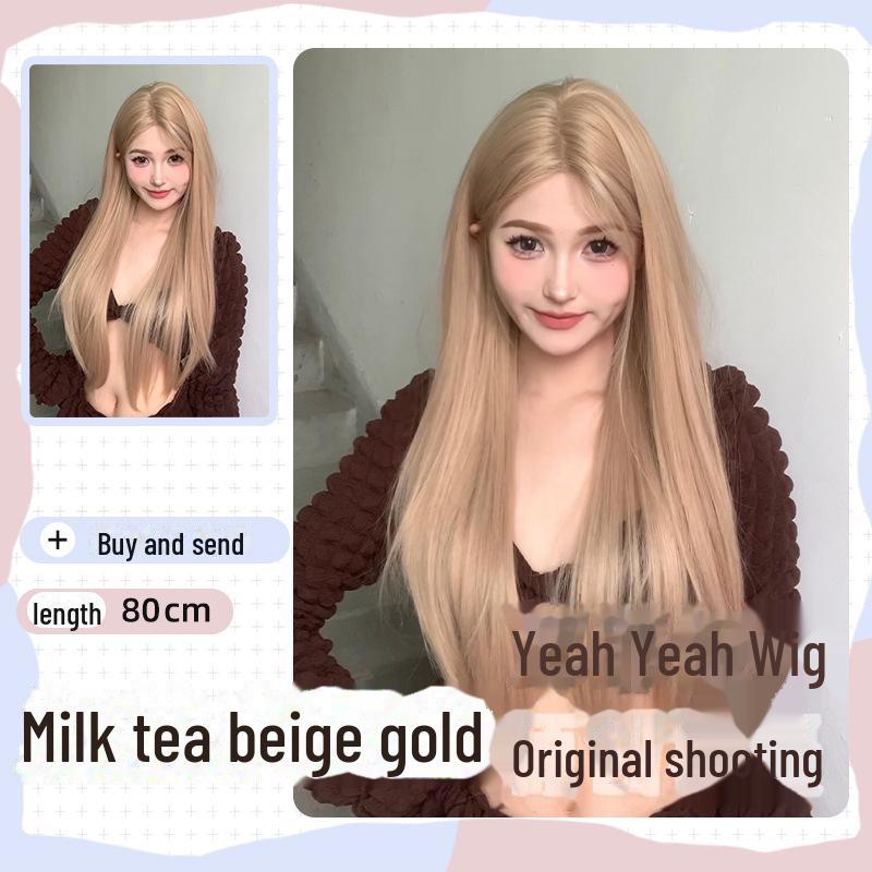 Длинный прямой парик Yeye Summer Style с кружевом - натуральный комплект на всю голову