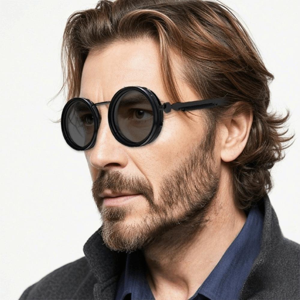 Manual Rotating Fishing Sunglasses Round Frame ND Filter Sunglasses  Driving