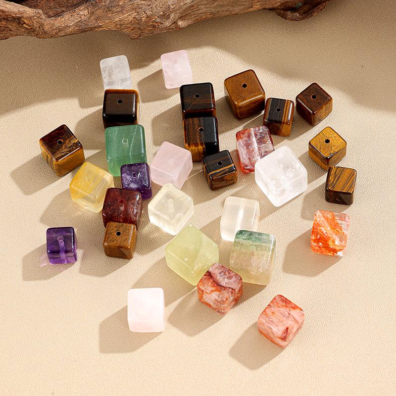 Браслет-аксессуар из полупрозрачных сахарных кубиков - Золотисто-коричневый и нежно-розовый - Для DIY, Много цветов в наличии