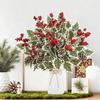 6 шт. Искусственные растения с ягодами падуба, сосновыми шишками, искусственной зеленью, ветка с искусственными красными ягодами, стебли зеленых растений, рождественское праздничное украшение для вечеринки