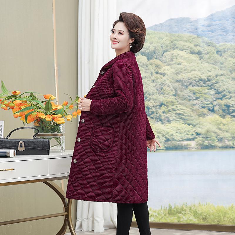 Женское легкое хлопковое пальто с бархатом, средней/длинной длины, модное теплое для осени/зимы, идеально подходит для мам среднего и пожилого возраста