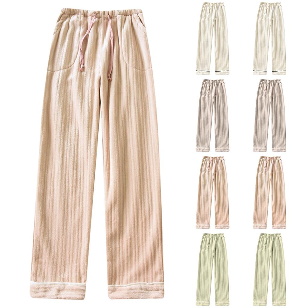 Женские модные флисовые утепленные длинные пижамные брюки