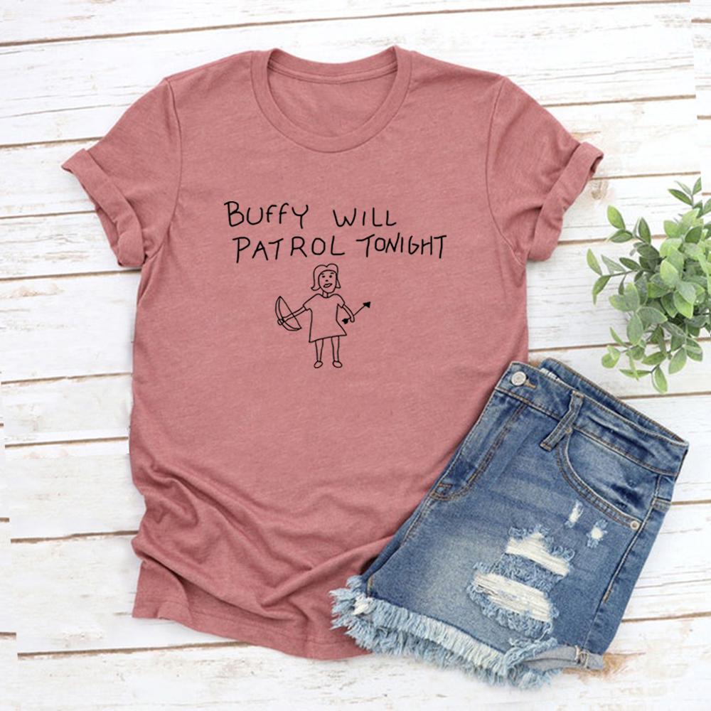 Buffy Will Patrol Tonight Tshirt Buffy Shirt Sunnydale High School Shirts Unisex Graphic Tees Short Sleeve Casual Unisex Clothes