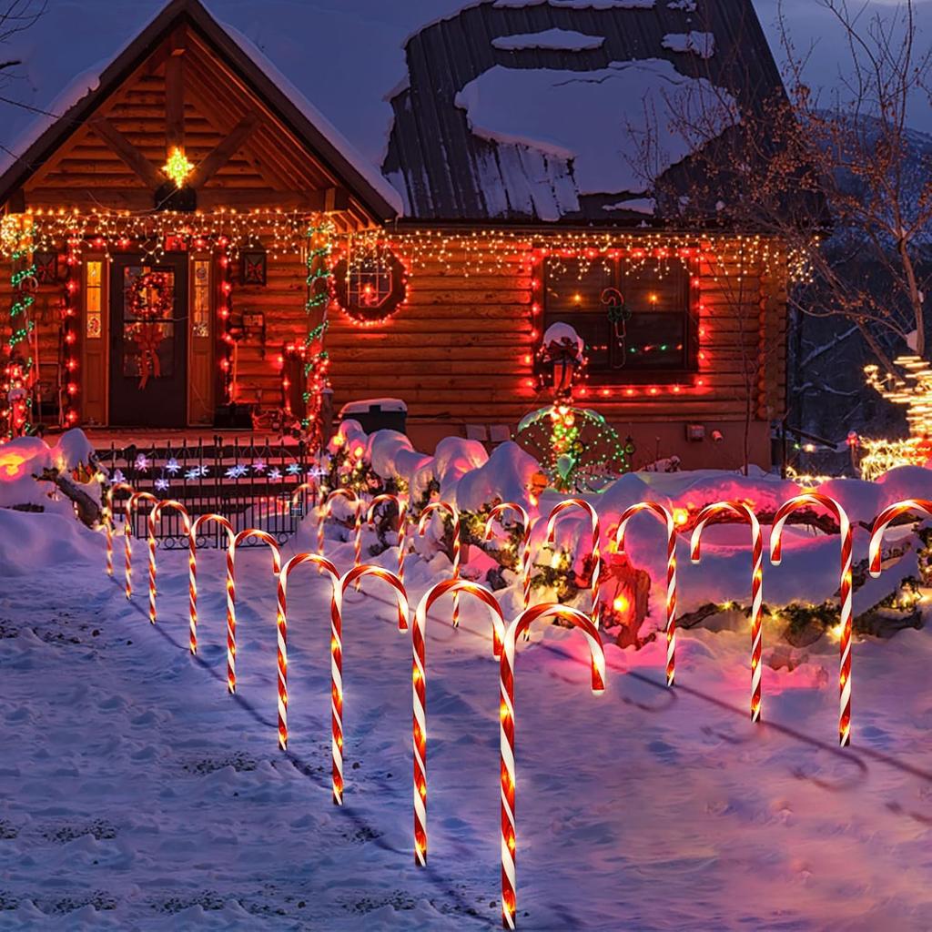 5 шт. Солнечные фонари в форме леденцов, Рождественские украшения для улицы с 2 режимами освещения, Водонепроницаемые садовые фонари для Рождества, патио, двора, дорожки