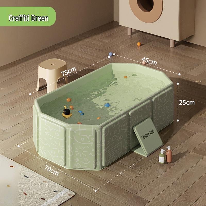 Экологичная портативная складная ванночка для купания младенцев: Толстый, утепленный, большой дизайн для сидения и лежания с быстрым открытием, не требует установки, с мультяшным рисунком.