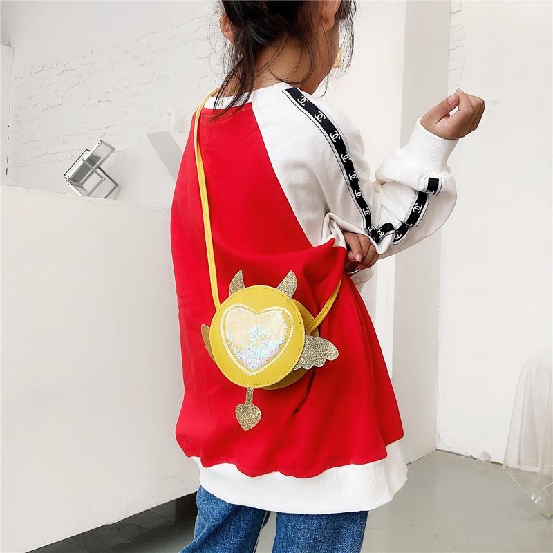 Adorable Pu Leather Kids Shoulder Bag With Glitter Wings Perfect For Toddlers