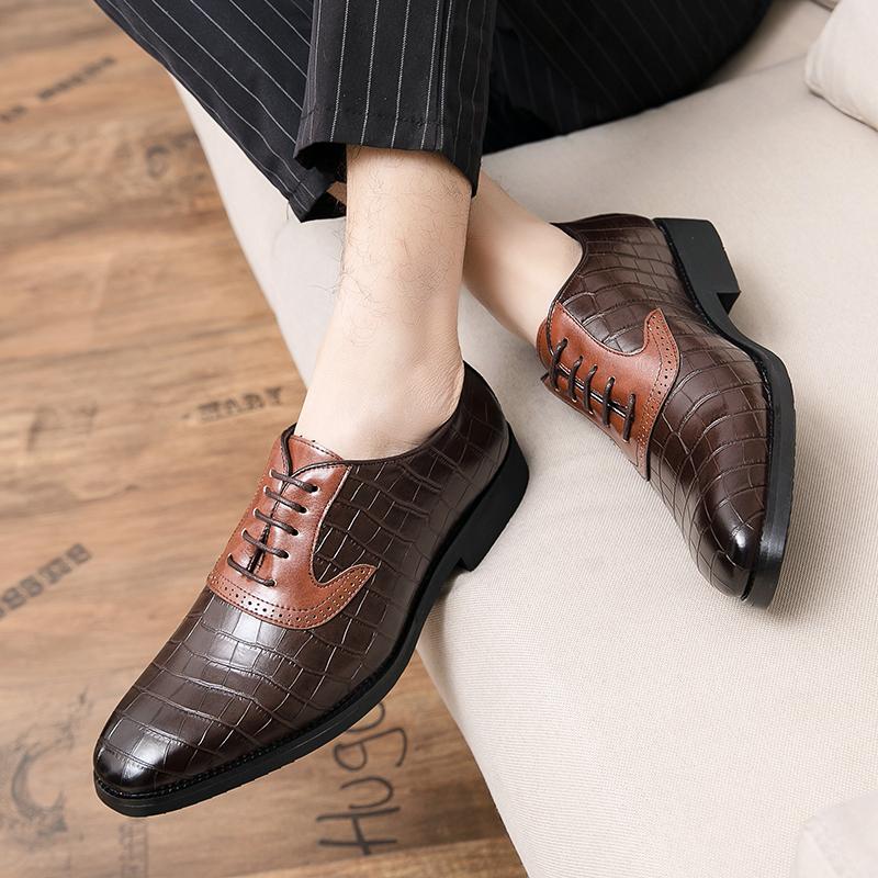 Мужские деловые кожаные туфли Классические и модные в британском стиле Для свадеб и вечеринок Для отдыха на природе Для бизнеса Мужская обувь больших размеров