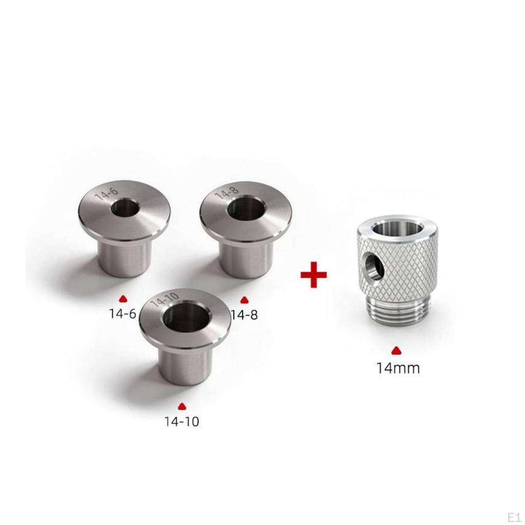 4 Pieces Drill Guide Sleeve Knurled Reducing Machined Metal Bushing Kit for