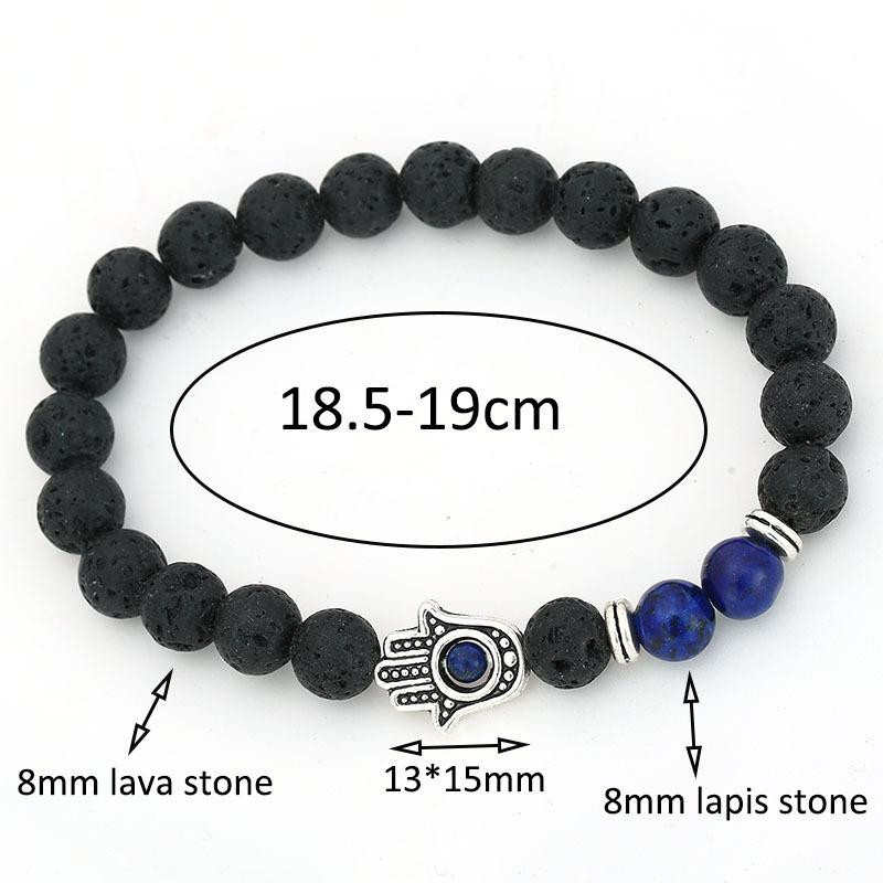 Мужские браслеты из бисера, лава, говлитовый камень, эластичный браслет Фатимы Хамсы, браслет-подвеска на руку Мала, браслет от сглаза