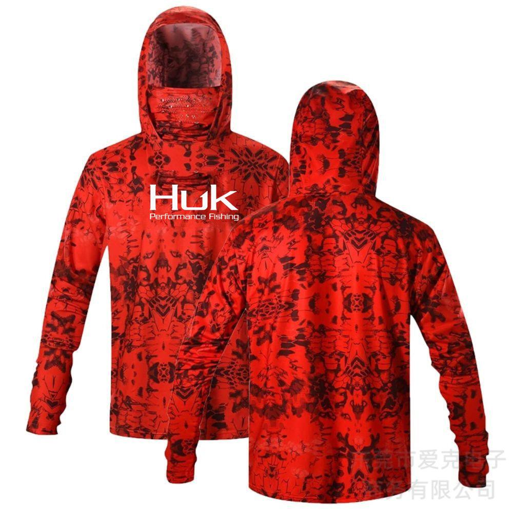 Рыболовный костюм HUK мужская толстовка летняя защита от солнца с длинным рукавом рыболовная футболка с маской для активного отдыха рыболовная рубашка