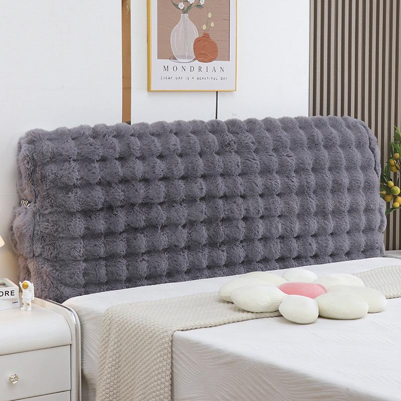 1pcLuxurious Bubble Imitation Rabbit Hair Pocket Style Bedhead Cover Plush Velvet Thickening Soft Comfortable Simple Modern Decoration Headboard Cover