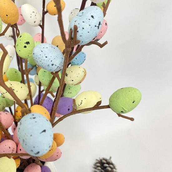 1 шт./2 шт., растение для пасхальных яиц, простое в уходе, декоративные пластиковые полезные пасхальные искусственные листья, ветка с красочными яйцами, декор для дома