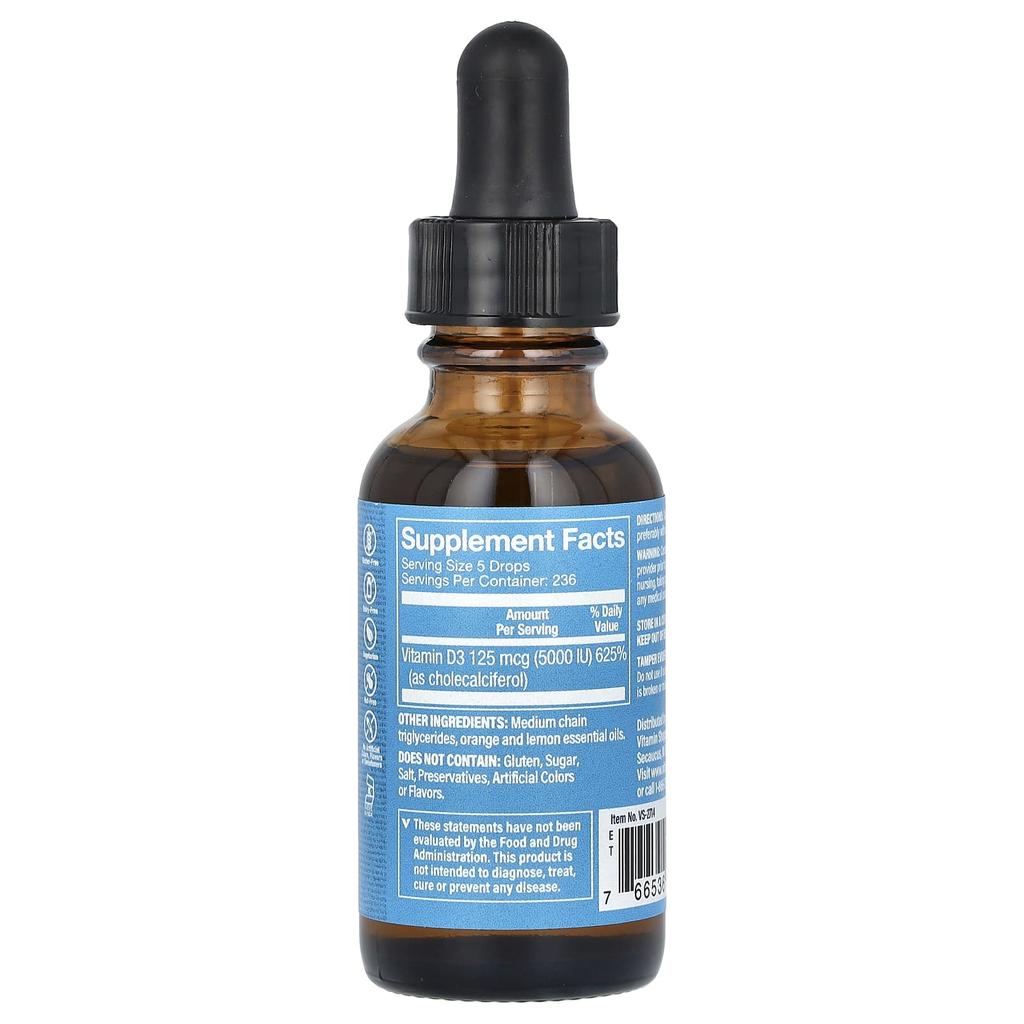 Liquid Vitamin D3, Citrus, 125Mcg(5,000Iu), 30Ml(1Fl Oz)
