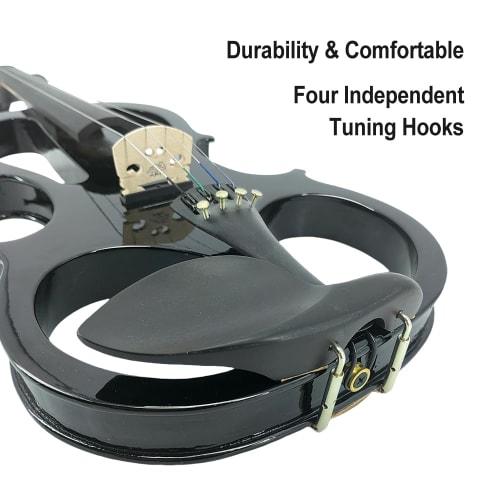 Vetimobato 16-inch Electric Viola - Practice Silent Viola Solid Wood Walnut, Maple Neck, Ebony Fittings, Metallic Coating, Includes Case, Bow, Headpho