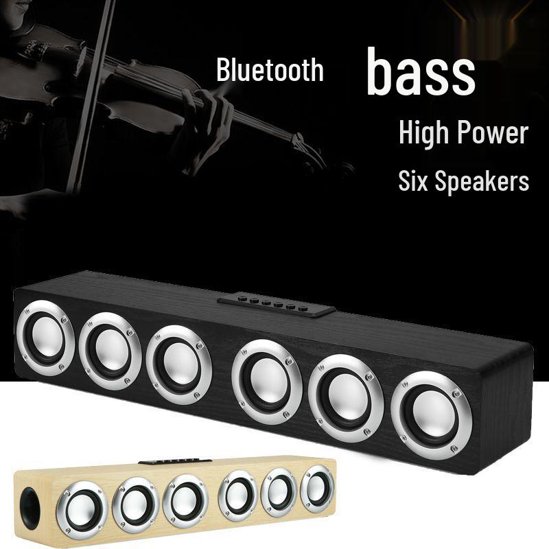 Деревянная беспроводная Bluetooth-колонка M1 для настольного компьютера с 6 динамиками и поддержкой U-диска