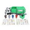 1:32 Garbage Truck Toy with Dumpster 4 Trash Bins Friction Powered Light Sounds Waste Material
