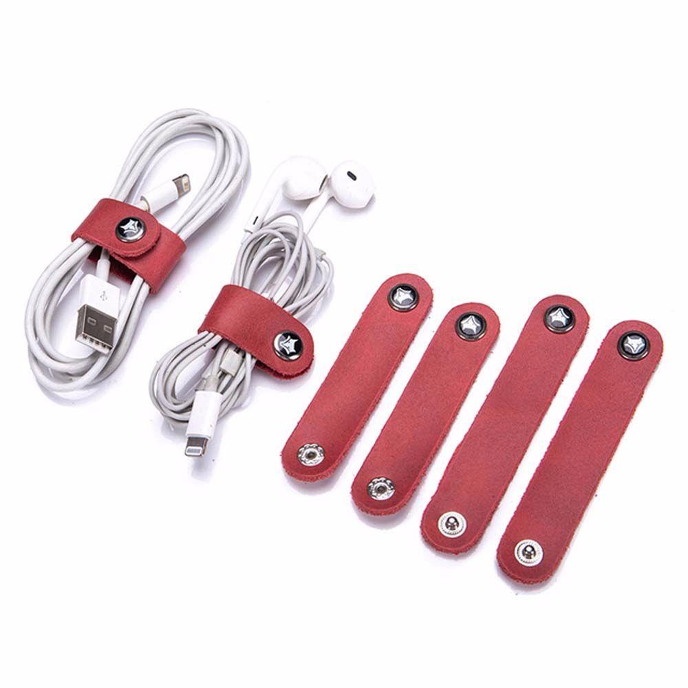 Organizer Cable Strap Cable Clip Winder Straps Cowhide Leather Cord Cable Holder Tidy Storage Cable