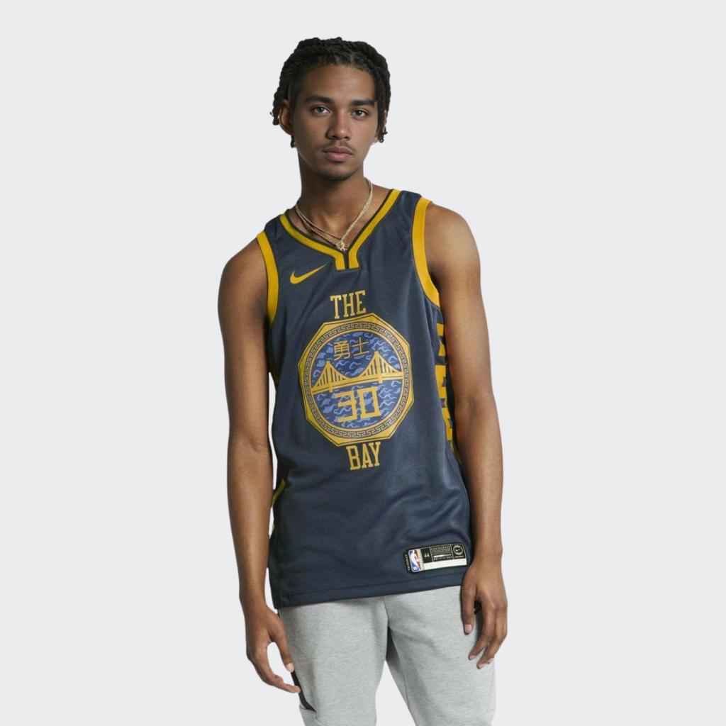 Nike NBA City Edition Swingman Jersey Men Tops Blue Gray AJ4610-430