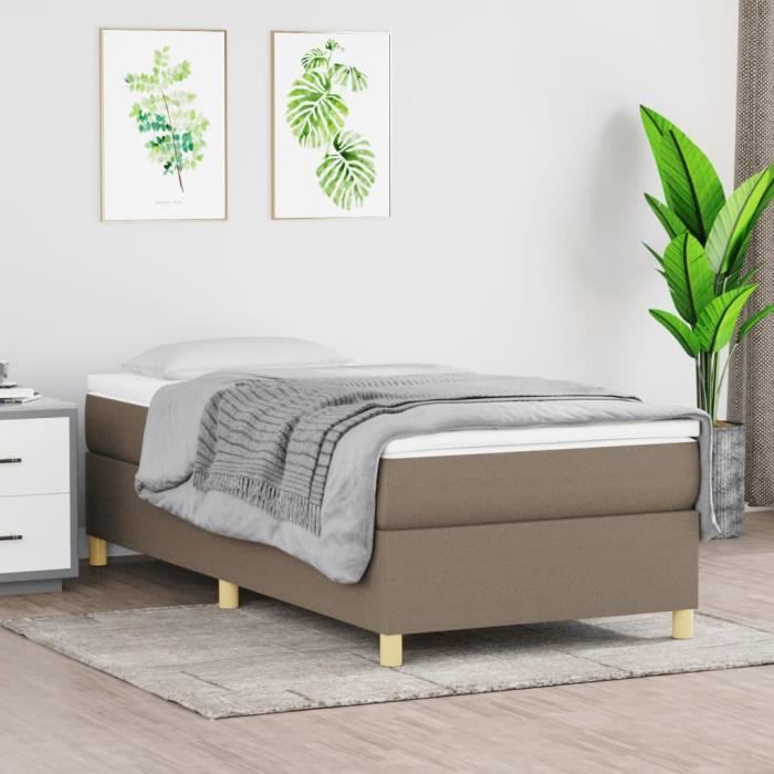 3144502 vidaXL Divan Bed with Mattress Taupe 100x200 Cm Fabric