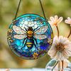 Round Acrylic Bee Honey Pattern Hanging Decoration Suitable for Window Doorway Wall Car Gift Pendant