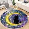 1pc Whimsical Feline Office Round Area Rug, Indoor Mat Suitable ForOffice, Under Office Chairs Bedroom Living Room Home Decor, Room Deco T180