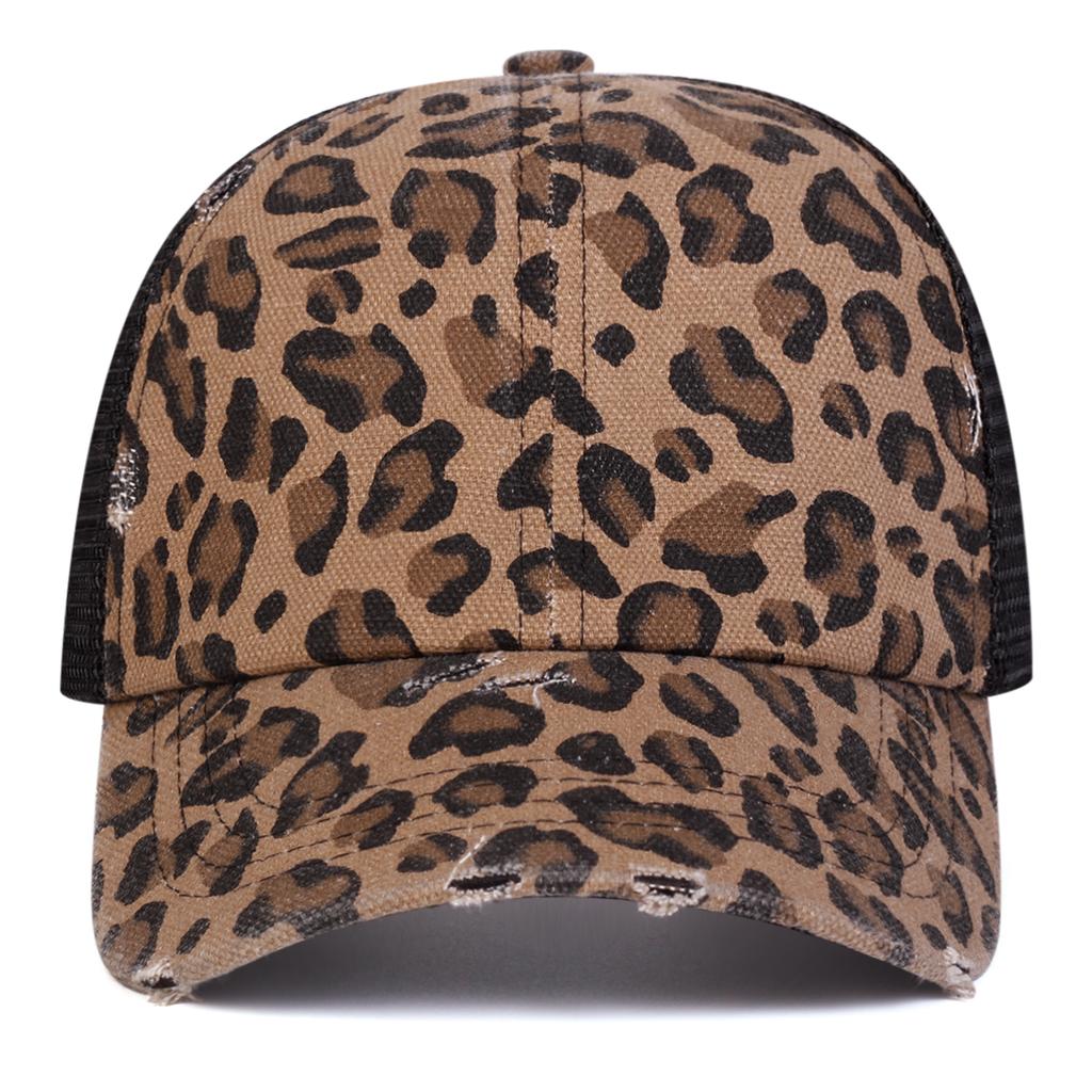 Мужская бейсболка с леопардовым принтом Сетчатая шляпа Уличная регулируемая солнцезащитная шляпа для отдыха Весна Осень Путешествия Туризм Пляжный отдых