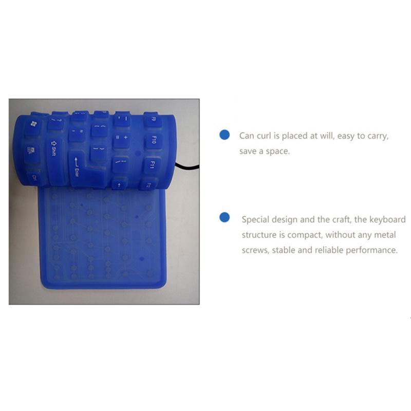 85-клавишная гибкая мягкая силиконовая клавиатура, водонепроницаемая пылезащитная настольная USB-складная клавиатура для ПК