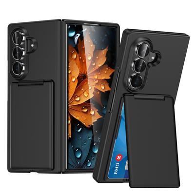 Защита шарнира Черный жесткий складной чехол для Samsung Galaxy Z Fold7 Fold 7 Fold6 5G Fold6 Чехол для мобильного телефона с держателем для карт