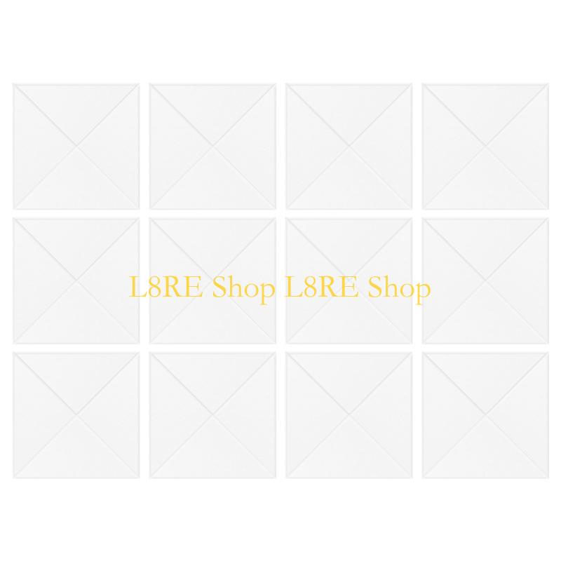 L8RE Pack of 12 Square Foam Panels Soundproof Wall Panels Polyester Acoustics Tiles