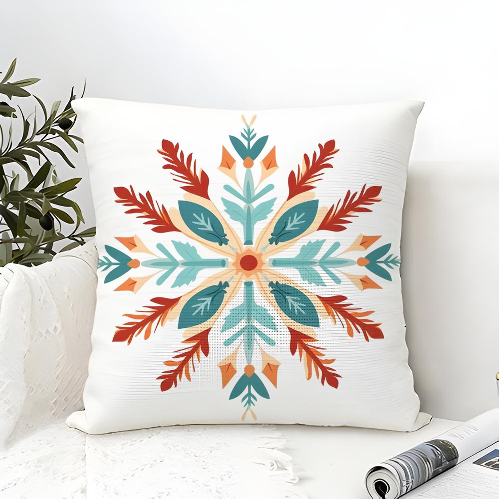 Classic Snowflake Animal Print Pillow Case Cotton Linen Fabric Square Zipper Pillowcase Home Decorative Living Room