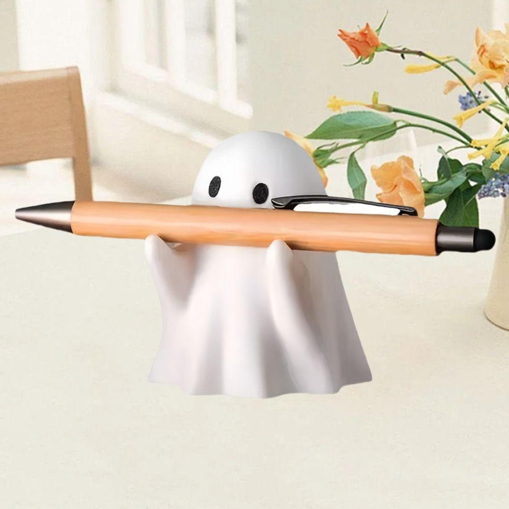 Funny Ghost Pen Holder Creative Little Ghost Statue Crafts Halloween Ghost Figurine Stationery