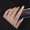 4-Piece Set Of Creative Hollowed-Out Heart Rings Featuring Minimalist Style With Open Knuckles Index Finger Exuding Elegance