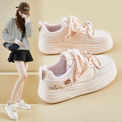 Повседневная обувь для ходьбы для женщин. Удобные кроссовки из искусственной кожи со шнуровкой на толстой платформе. Нескользящие теннисные кроссовки. Женские дышащие кроссовки для бега.